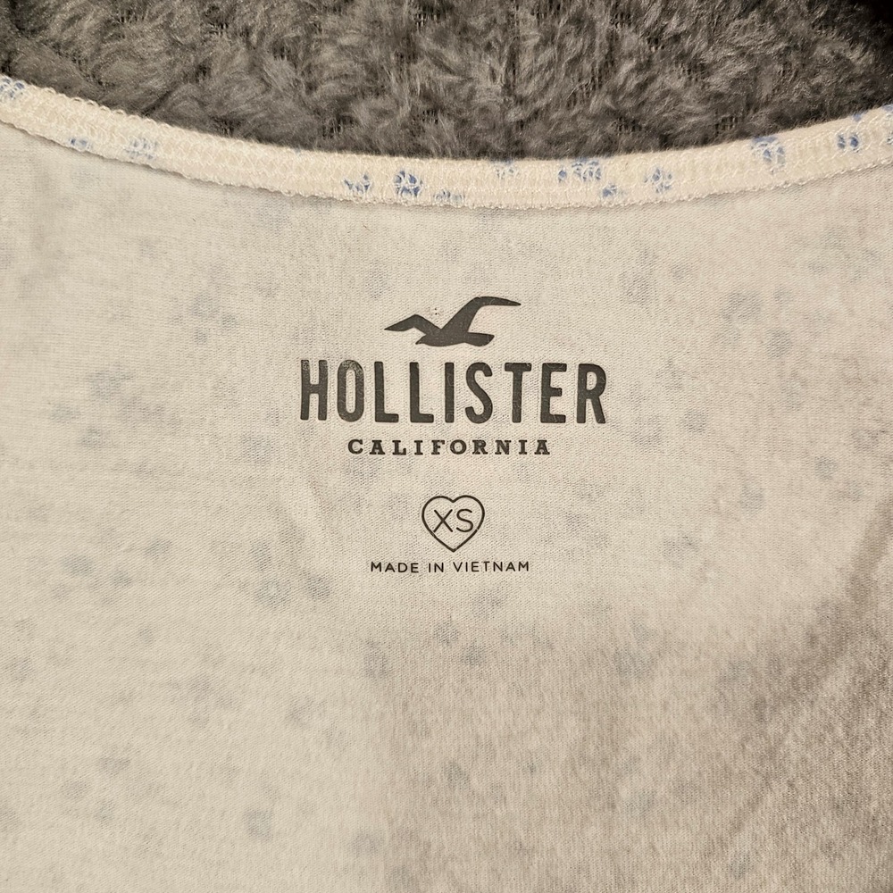 Hollister Womens Blue Floral Ditsy Ruched Cinched Front Crop Tank Top XS White - Picture 5 of 8